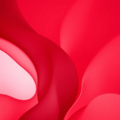 Create a vivid abstract image featuring deep red gradients and flowing shapes, captured with a Canon EOS R5, 50mm lens, f/1.8 aperture, ISO 100, 1/200s shutter speed, using a soft focus effect to enhance depth and richness in color.