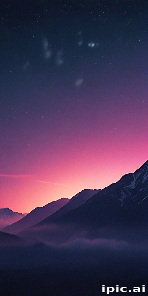 Stunning Twilight Over Majestic Mountains with Starry Sky and Clouds