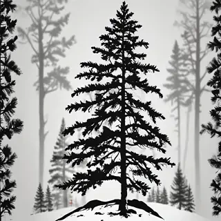 pine tree clipart black and white