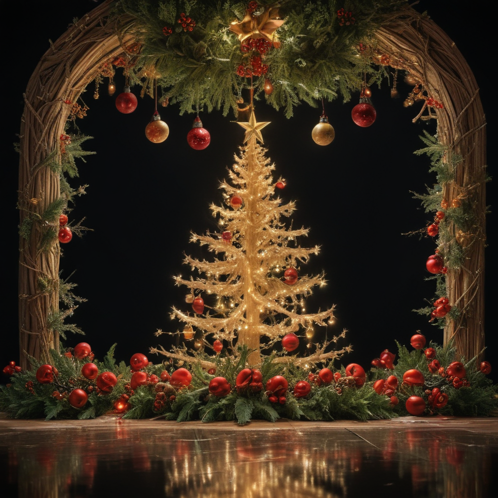 Enchanting Holiday Scene Featuring a Glowing Christmas Tree and Festive ...
