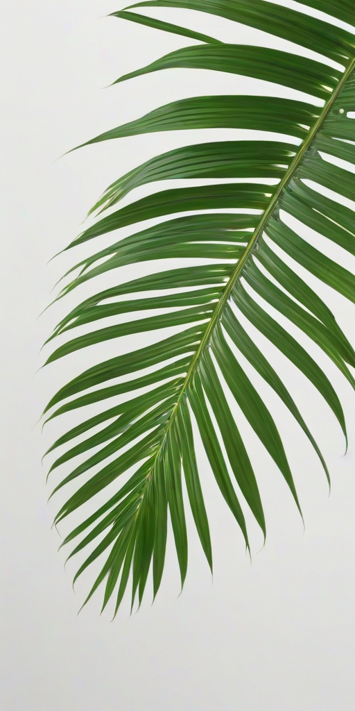 regenerate an image of a single green palm leaf against a white background