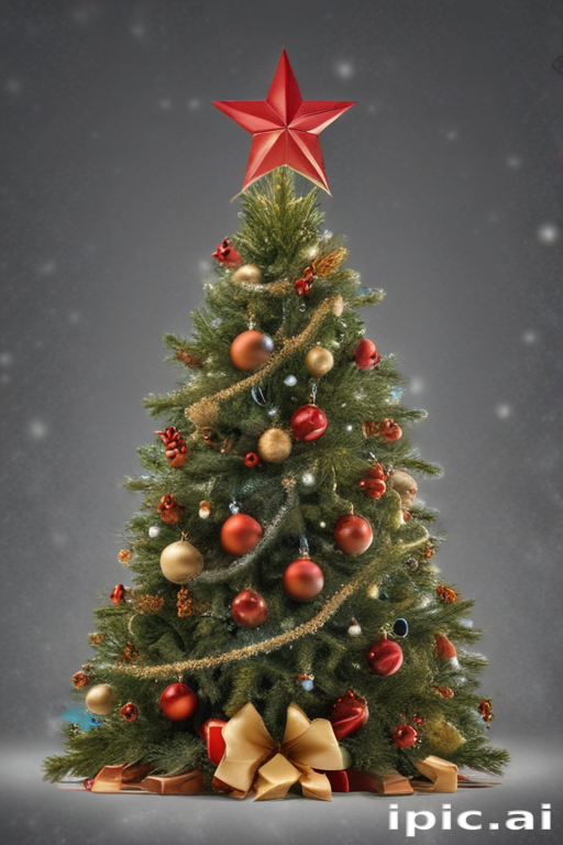 Festively Decorated Christmas Tree with Ornaments and a Bright Star