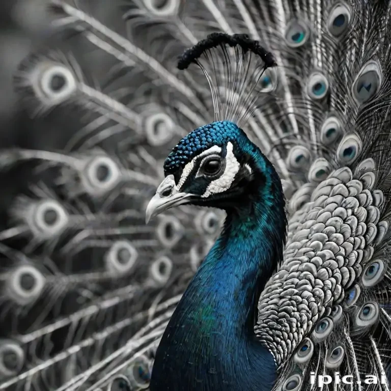peacock black and white