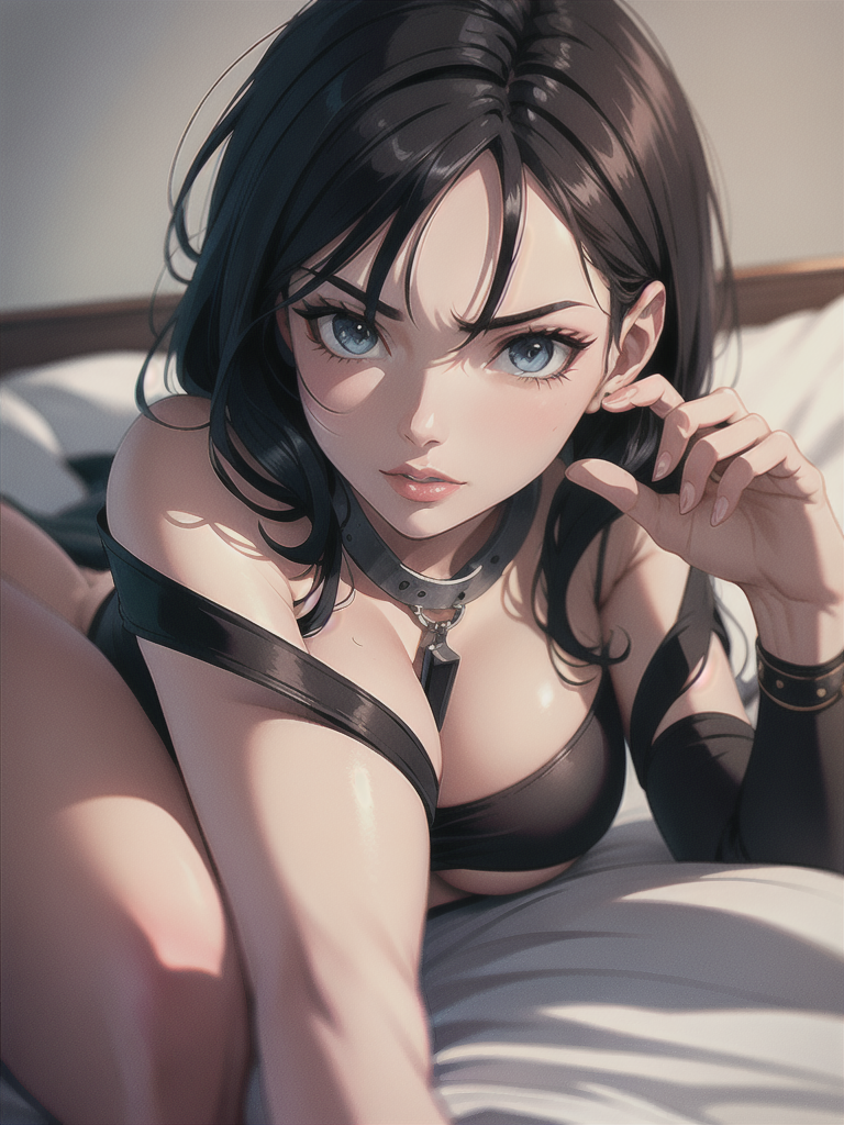 one piece anime nico robin taking off her bra laying on bed face down legs spread