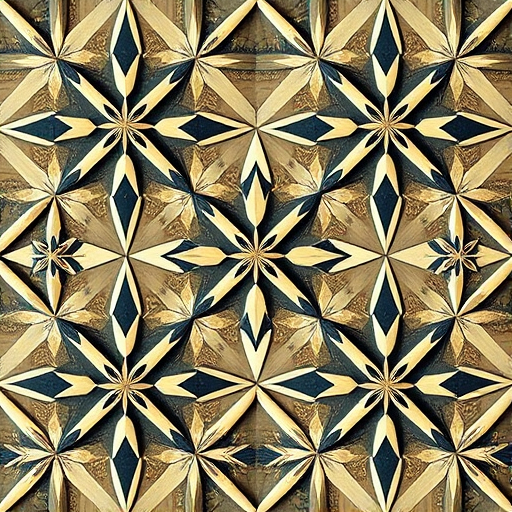 Create a high-resolution image of a geometric pattern with diamond shapes featuring intricate star designs, shot with a DSLR camera, 50mm lens, f/2.8 aperture, ISO 100, evenly lit with soft natural light, using a top-down view for clarity and detail.