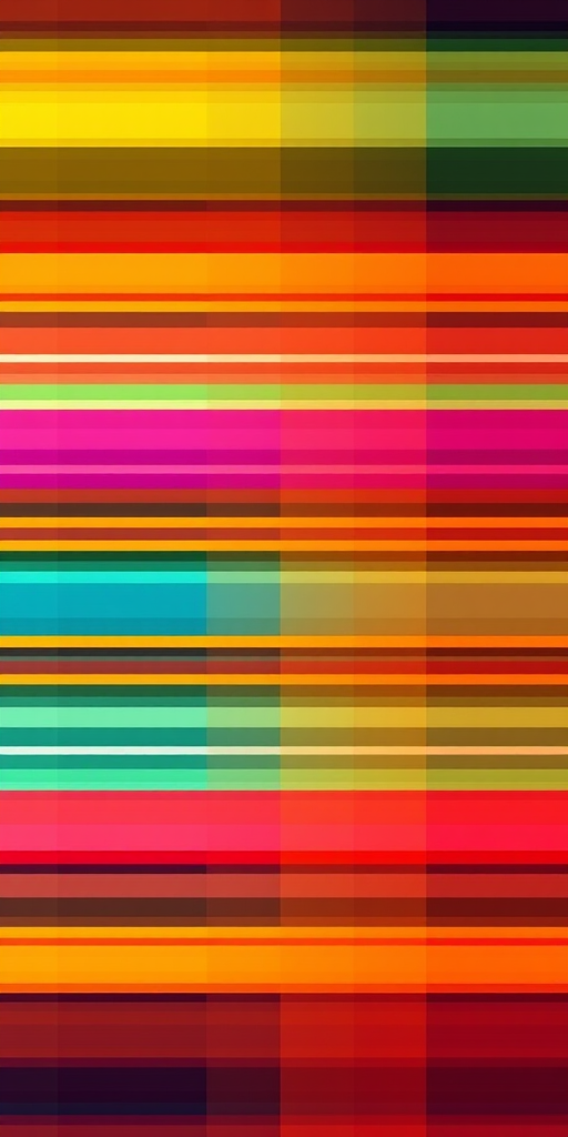 Create an abstract image with vibrant horizontal stripes in a variety of colors, high resolution 300 DPI, shot with a Canon EOS 5D Mark IV, f/8 aperture, 50mm lens, landscape orientation, using a studio lighting setup.