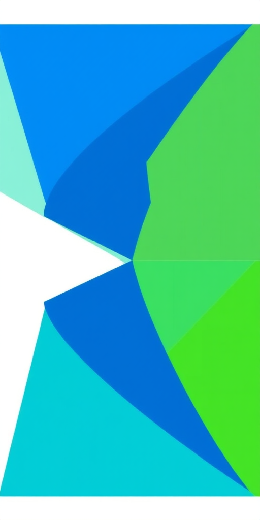 Create an abstract design featuring geometric shapes in varying shades of blue and green, use a DSLR camera, aperture f/8, ISO 100, 50mm lens, shot from a top-down view, in clear daylight to enhance vibrancy and detail.