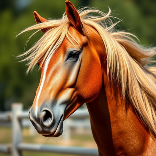 Create a high-resolution digital illustration of a horse's head with flowing mane, capturing intricate details and textures, shot using a DSLR camera with a 50mm lens at f/1.8, ISO 100, in natural soft lighting, ensuring a clear focus on the horse's features and a blurred background for depth.