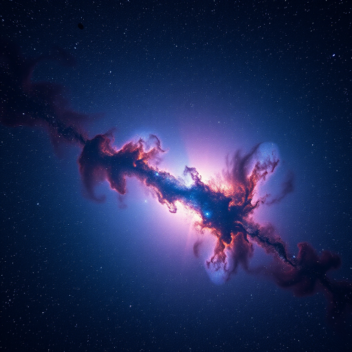 heavily detailed cosmic nebula with vibrant colors of blue, purple, and gold, captured with a Canon EOS R5, 24mm focal length, f/2.8 aperture, ISO 100, long exposure for deep space clarity, shot from a wide angle view to encompass the vastness of space