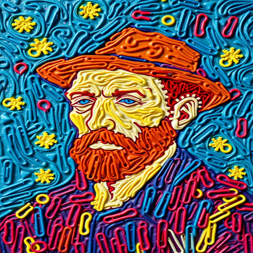 recreate a famous “van Gogh” painting ,using only colored paperclips instead of paint