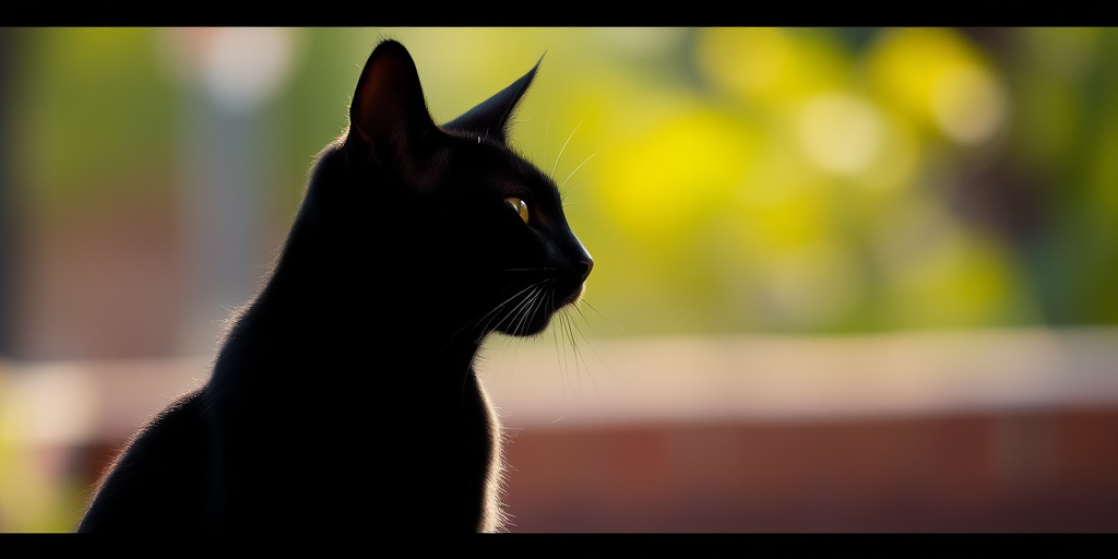 Regenerate a sleek and modern silhouette of a cat, captured in sharp focus using a DSLR camera, 50mm lens, aperture f/2.8, ISO 100, in a well-lit outdoor setting for vivid colors and high contrast.