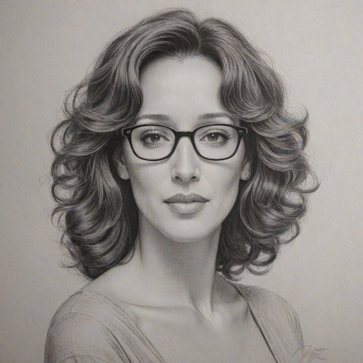 Exquisite Jennifer Beals, pencil sketch, portrait of Fascinating woman 1957s in glasses, hair style beatnik, outline, clear lines, fine lines, 8k