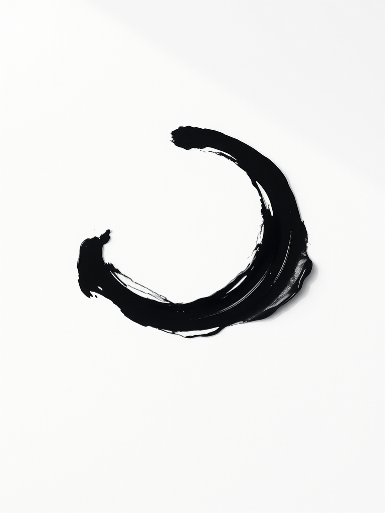 Create a high-resolution image of an abstract black shape on a white background, using a DSLR camera with a 50mm lens, f/2.8 aperture, ISO 100, shot in a flat lay view with natural lighting for enhanced contrast and clarity.
