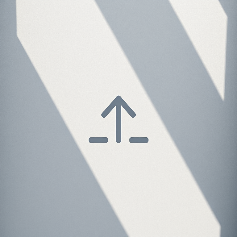 Create a high-resolution image of a staircase icon with an arrow pointing downwards, using a Canon EOS 5D Mark IV, f/8 aperture, ISO 100, 50mm lens, in natural light from a top-down view, minimalistic design style.