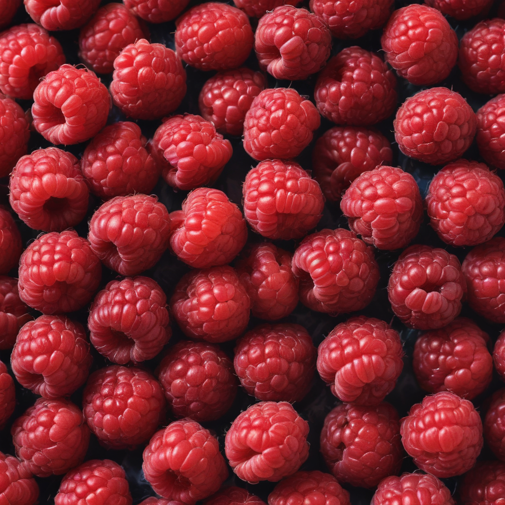 Vibrant Red Raspberries Gathered Together in a Bountiful Display