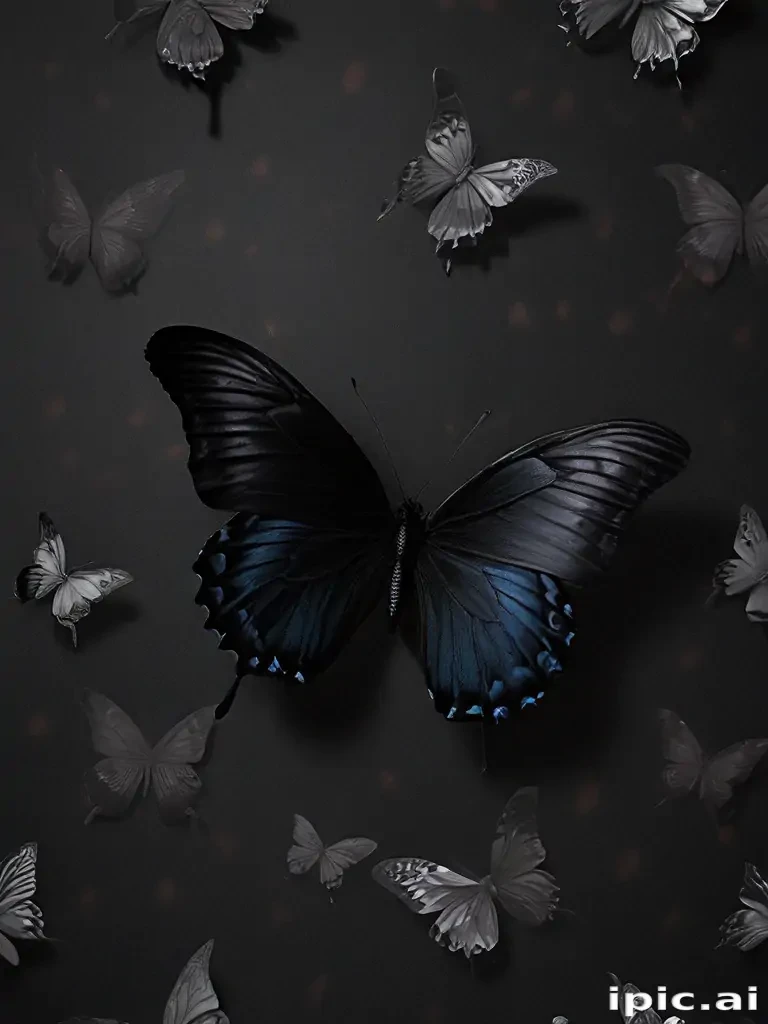 black wallpaper butterfly
