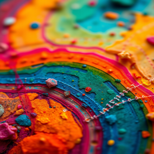 Create an abstract colorful pattern with vibrant hues and a mix of textures, captured with a Canon EOS R5 camera at ISO 100, f/8 aperture, 1/250 sec shutter speed, using a macro lens for intricate detail.
