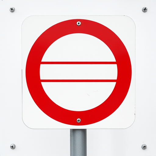 Create a high-resolution image of a no entry sign with a red circular background and a horizontal white bar in the center, taken with a DSLR camera, 50mm lens, f/2.8 aperture, ISO 100, at a slightly elevated angle for depth.