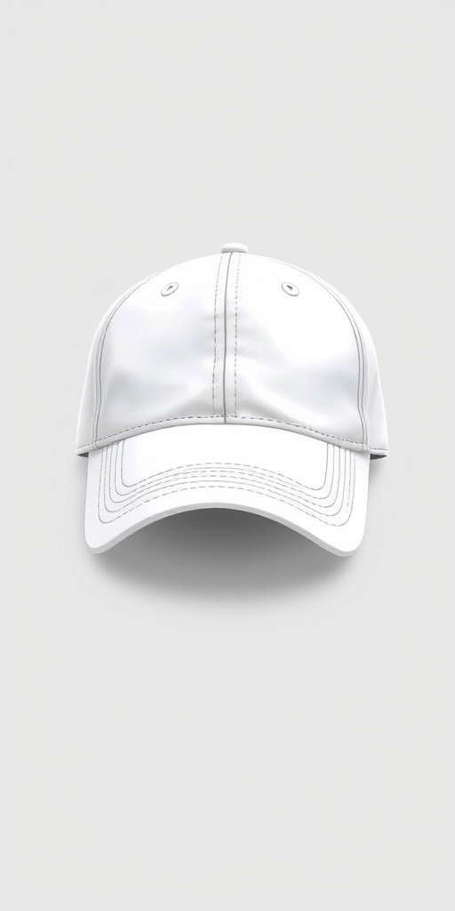 A detailed digital illustration of a white baseball cap on a transparent background, created using a high-resolution vector graphic with a soft shadow effect, viewed from a slight angle to showcase the curvature and stitching details, captured with a DSLR camera at f/2.8 aperture, ISO 100, 50mm lens.
