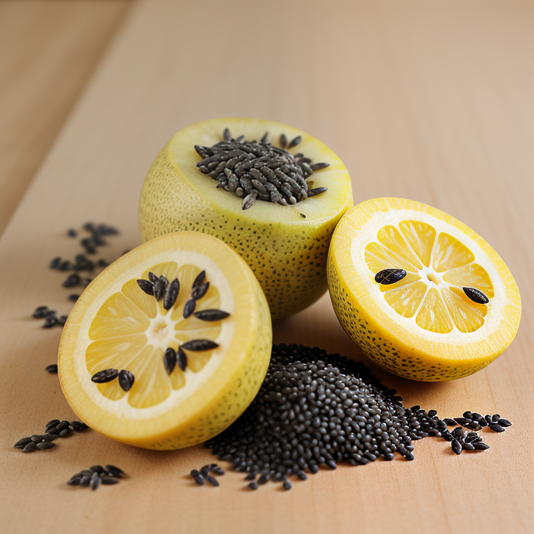 yellow fruit with black seeds