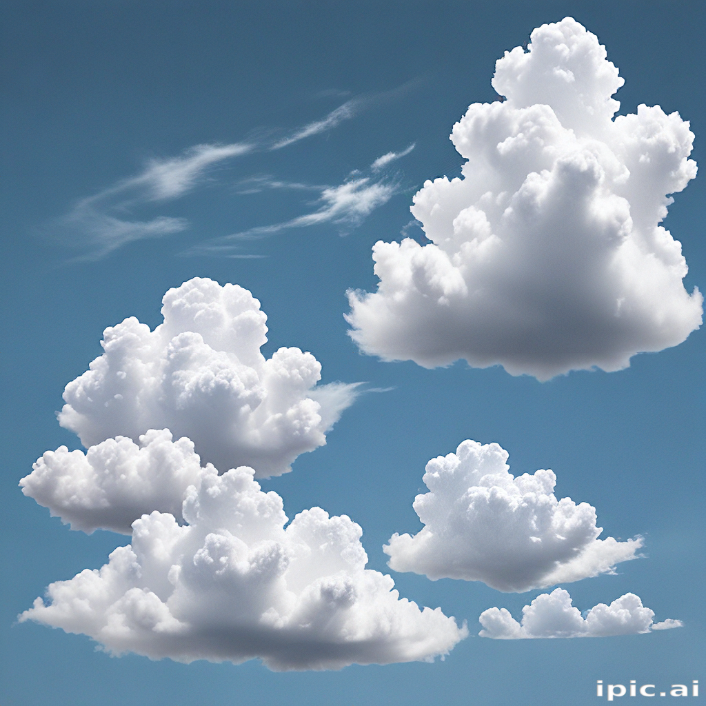 Fluffy White Clouds Floating Gracefully in a Bright Blue Sky.