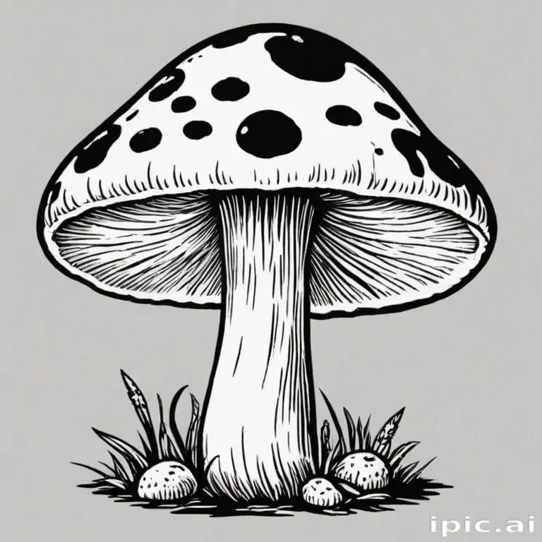 mushroom clipart black and white