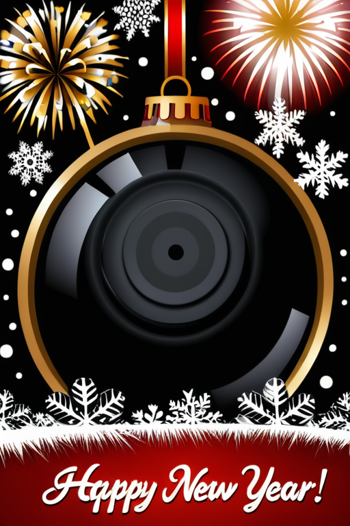 Festive New Year Celebration with Sparkling Fireworks and Elegant Ornament