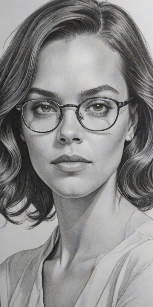 Dazzling Jesse Williams, pencil sketch, portrait of Beauteous woman 1972s in glasses, hair style beatnik, outline, clear lines, fine lines, 8k