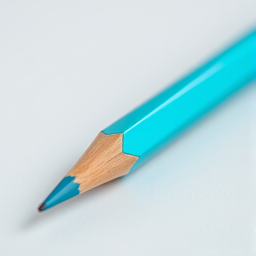 create a highly detailed vector image of a turquoise pencil with a sharp point resting on a surface, captured with a DSLR camera at f/2.8 aperture and ISO 100, using a 50mm lens from a slight overhead angle with soft, diffused lighting to enhance colors and shadows
