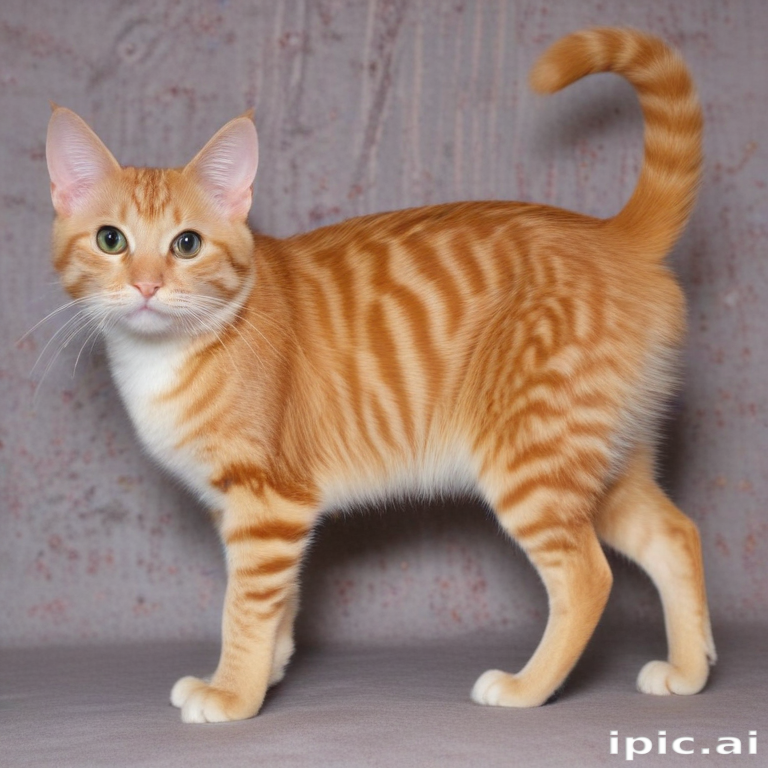 A Playful Orange Tabby Cat with Striking Stripes Poses Elegantly.