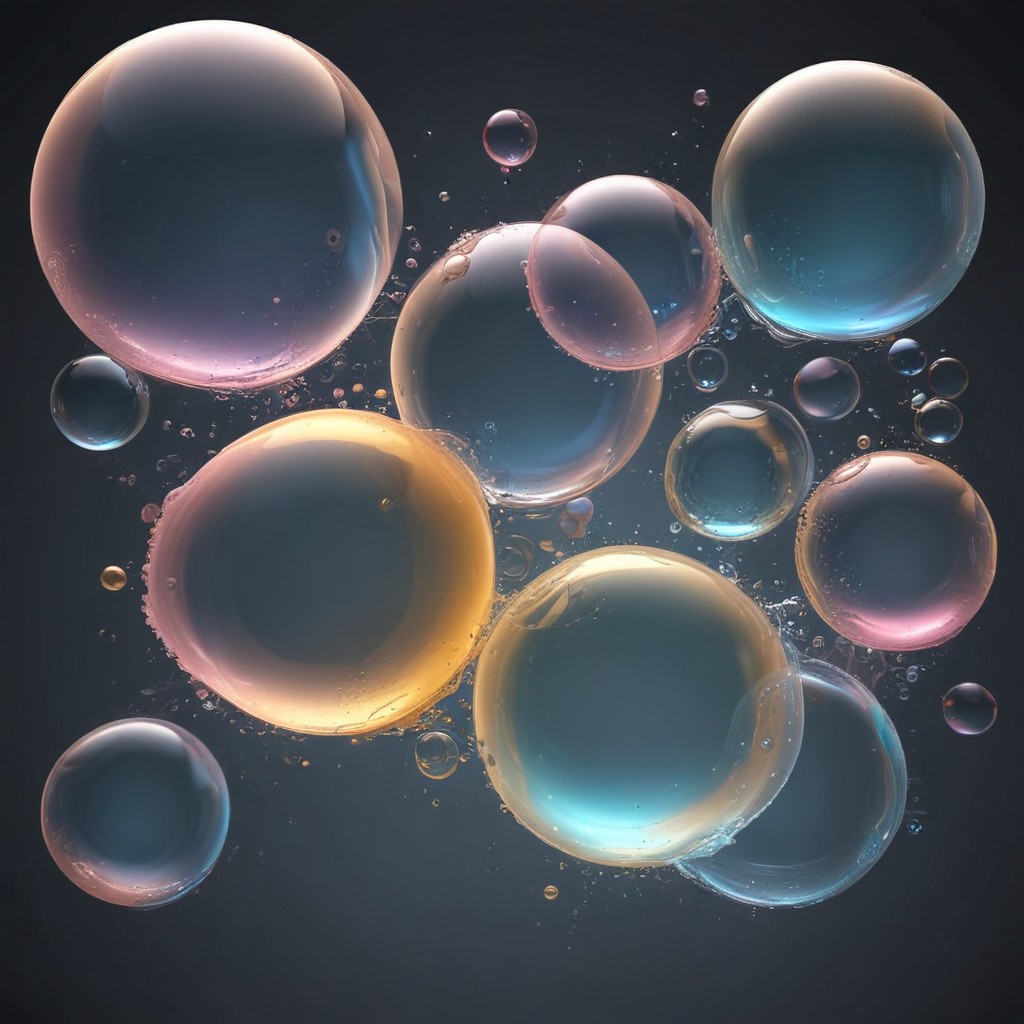 Colorful and Reflective Soap Bubbles Floating Gracefully Against a Dark ...