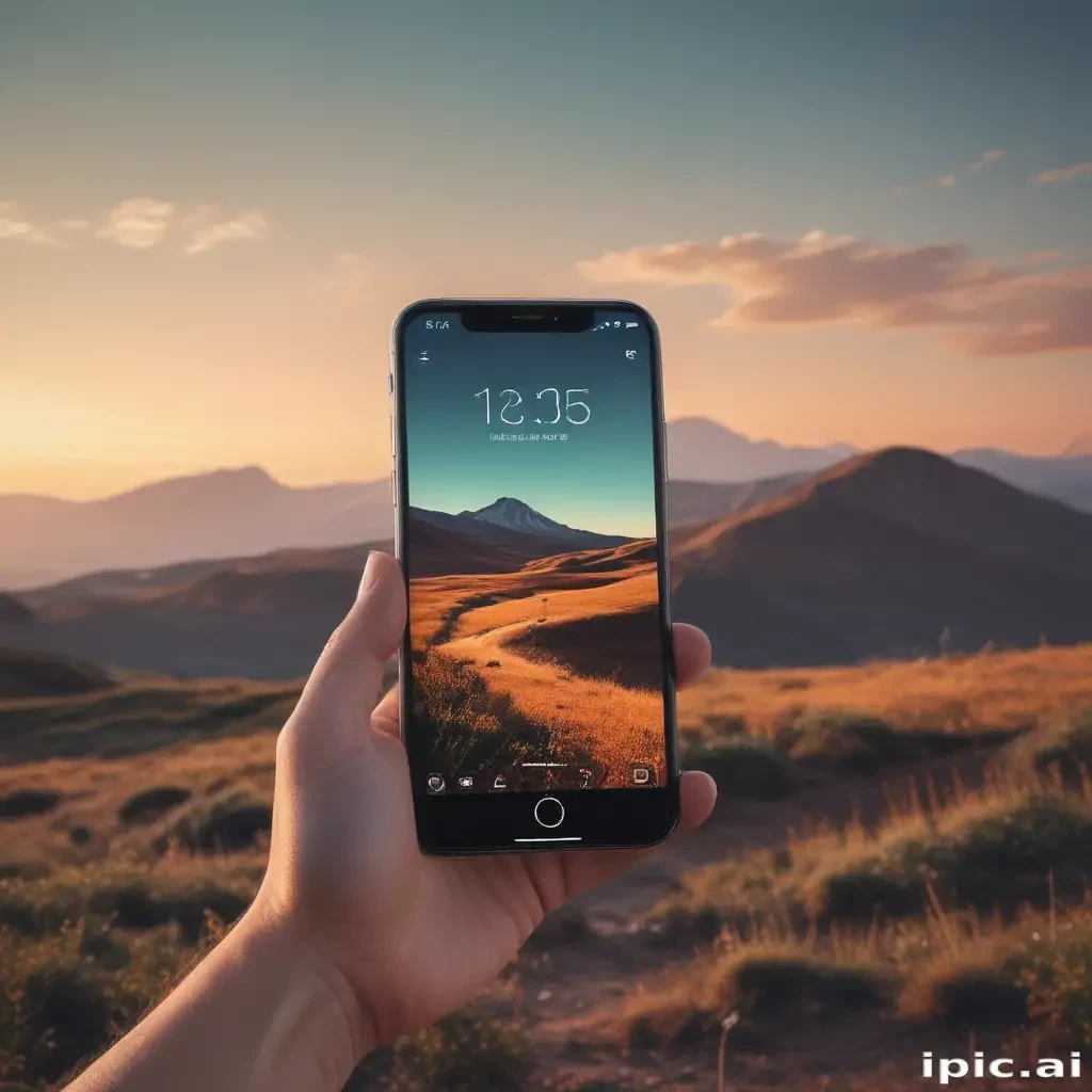 Capturing Nature's Beauty: A Phone Displaying a Scenic Mountain Landscape