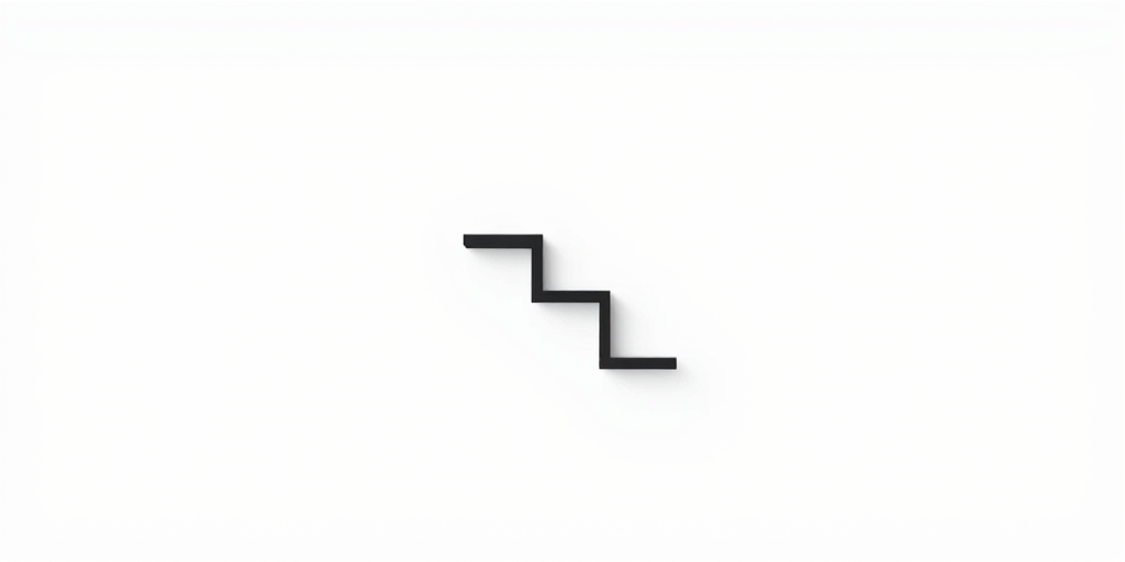 Generate a high-resolution image of a minimalist stair symbol on a plain background, using a DSLR camera with a 50mm lens at f/2.8, ISO 100, 1/200s shutter speed, shot from a direct overhead angle to enhance clarity and contrast.