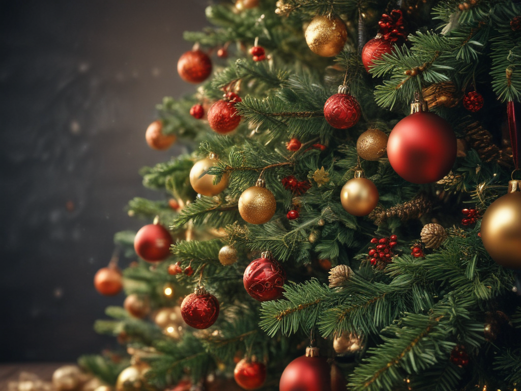 Beautifully Decorated Christmas Tree with Red and Gold Ornaments ...