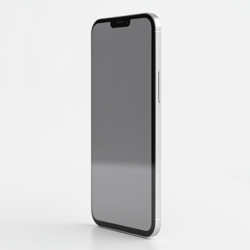 Generate a high-resolution image of a smartphone mockup on a plain background with a 50mm lens, f/1.8 aperture, ISO 100, shot in natural light using a DSLR camera from a slightly elevated angle.