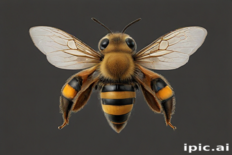 A Close-Up View of a Beautifully Detailed and Colorful Bee.