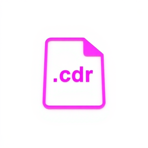 Create a vibrant pink .cdr file icon on a clean white background with sharp focus, using a 50mm lens at f/1.8 aperture, ISO 100, and a slight overhead angle to enhance depth and detail.