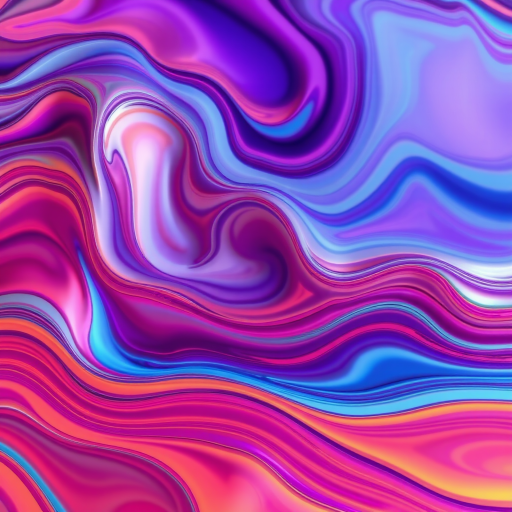 Create an abstract image of flowing colorful waves with vibrant gradients in the style of liquid art, taken with a DSLR camera at f/8 aperture, ISO 100, 1/125s shutter speed, 24mm lens, in soft focus to enhance smoothness and depth.