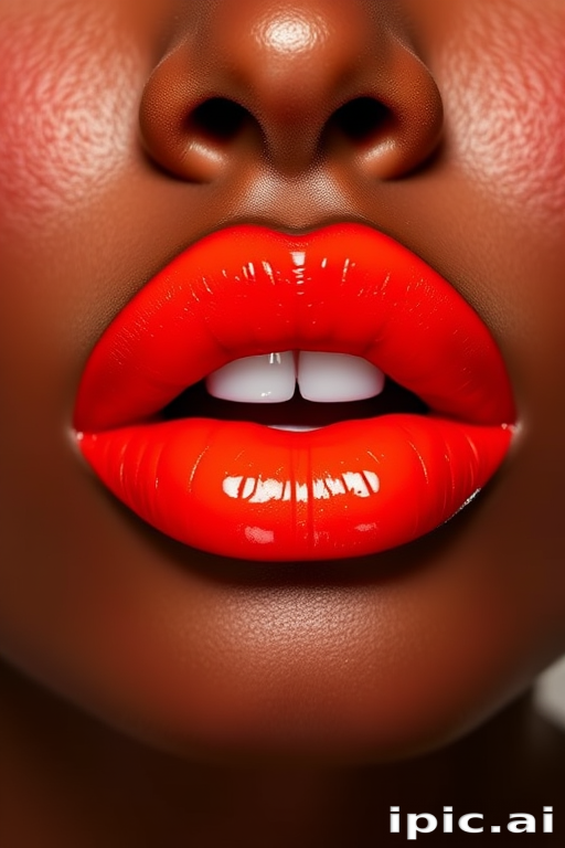 Fierce "Molten Lava" lip lacquer coats lips in a fiery orange-red shade with a high-shine finish and intense, long-lasting pigmentation for bold impact