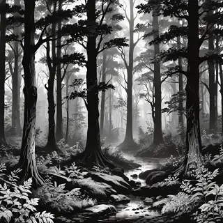 forest clipart black and white