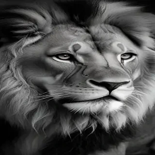 lion black and white