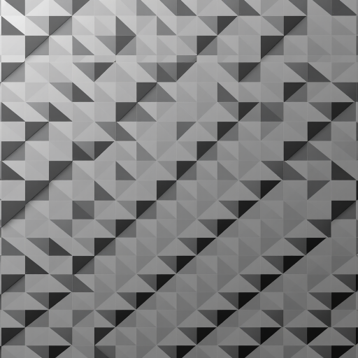 Generate a high-resolution pattern of alternating black and white triangles arranged in a diagonal grid, using a DSLR camera with a 50mm lens at f/8 aperture, ISO 200, and a focal length of 50mm to enhance sharpness and detail.