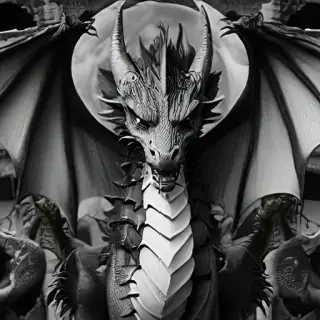 dragon black and white