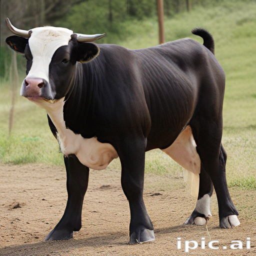 A Majestic Black and White Cow Standing Gracefully in a Pasture.