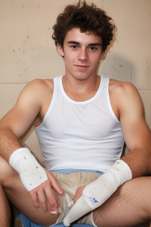 Twink Very Hairy armpits, Much body hair pubes footballers sitting with white dirty socks only and showing off theirs crotch