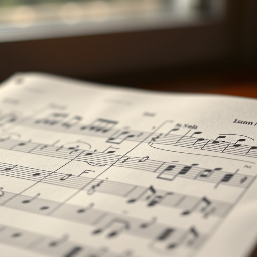 high-resolution close-up of music sheet displaying notes with soft bokeh background, 50mm lens, f/2.8 aperture, ISO 400, natural lighting, DSLR camera