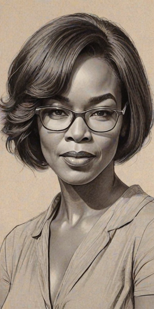 Captivating Angela Bassett, pencil sketch, portrait of Charming woman 1924s in glasses, hair style beatnik, outline, clear lines, fine lines, 8k