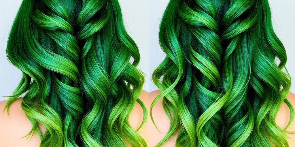 Enchanted Forest Locks boast a rich emerald green ombre effect, transitioning from deep forest tones at the roots to lighter lime hues at the tips, styled in loose bohemian braids