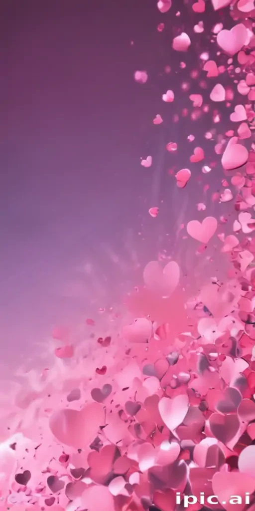 Colorful Hearts Floating in a Dreamy Pink Atmosphere of Love and Joy