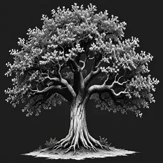 oak tree clipart black and white